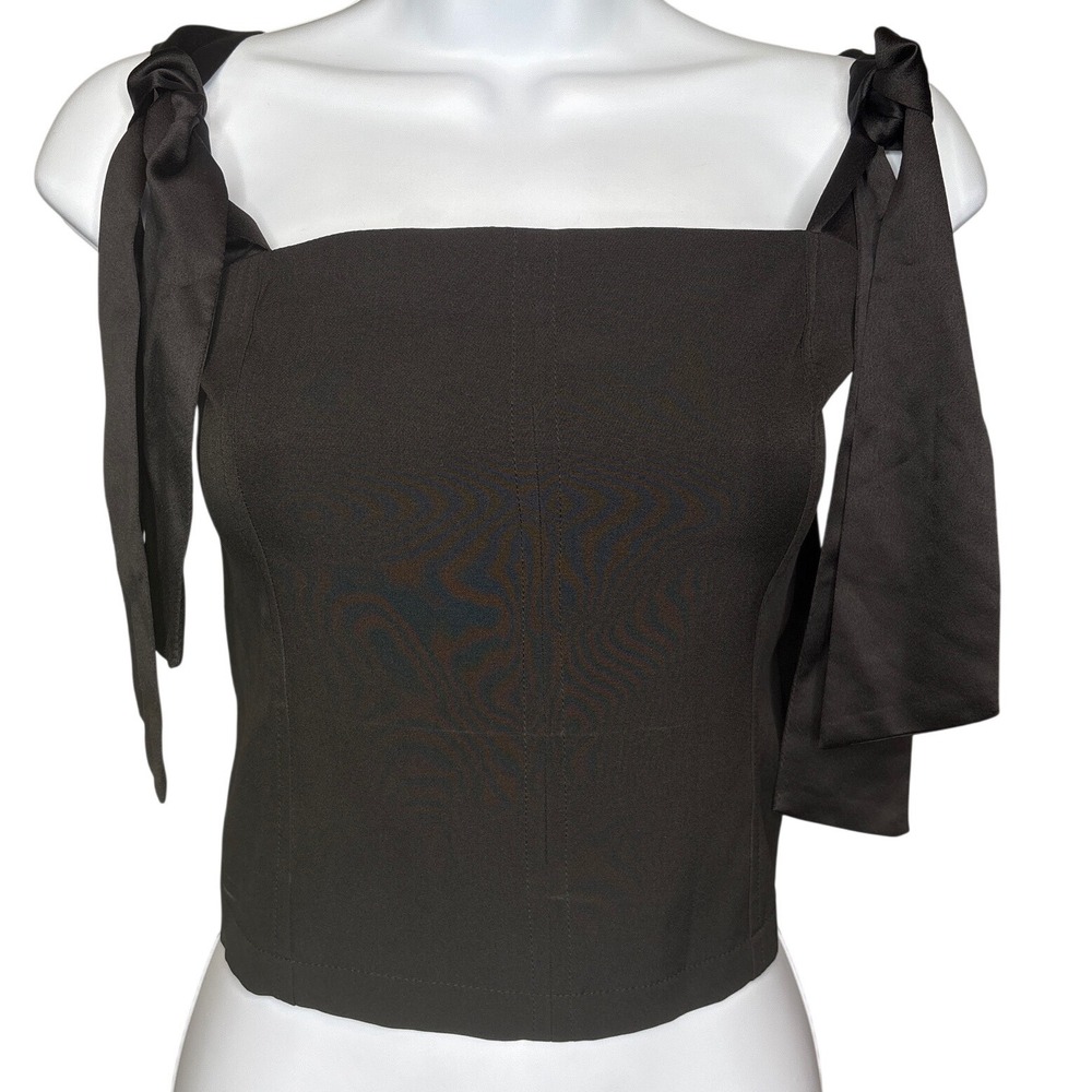 TOPSHOP Womens Black Shoulder Corset Style Top Size 10 Whimsigoth Going Out